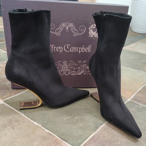 Jeffrey Campbell Stretch Bootie with gold heel - Picture 1 of 10